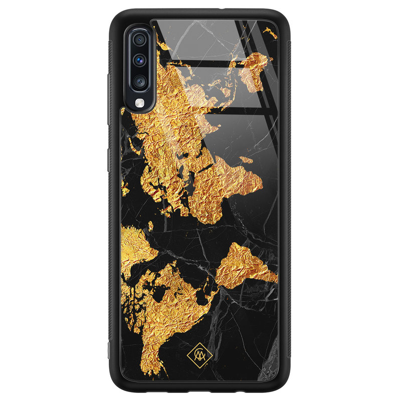 Casimoda Samsung Galaxy A50 glazen hardcase - Wereldkaart