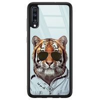 Casimoda Samsung Galaxy A50 glazen hardcase - Tijger wild