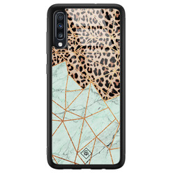 Casimoda Samsung Galaxy A50 glazen hardcase - Luipaard marmer mint