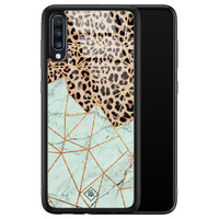 Casimoda Samsung Galaxy A50 glazen hardcase - Luipaard marmer mint