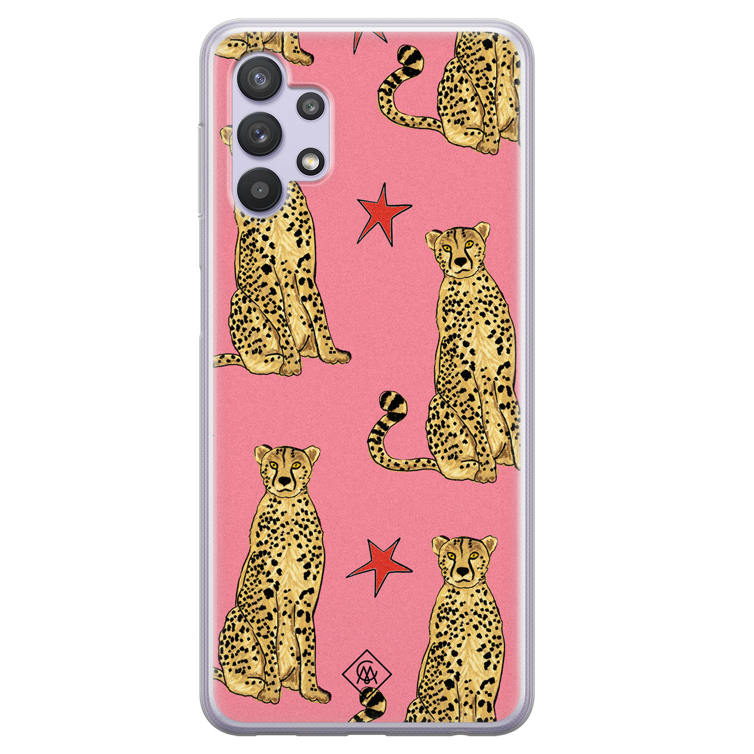 Samsung Galaxy A32 5G siliconen hoesje The pink leopard
