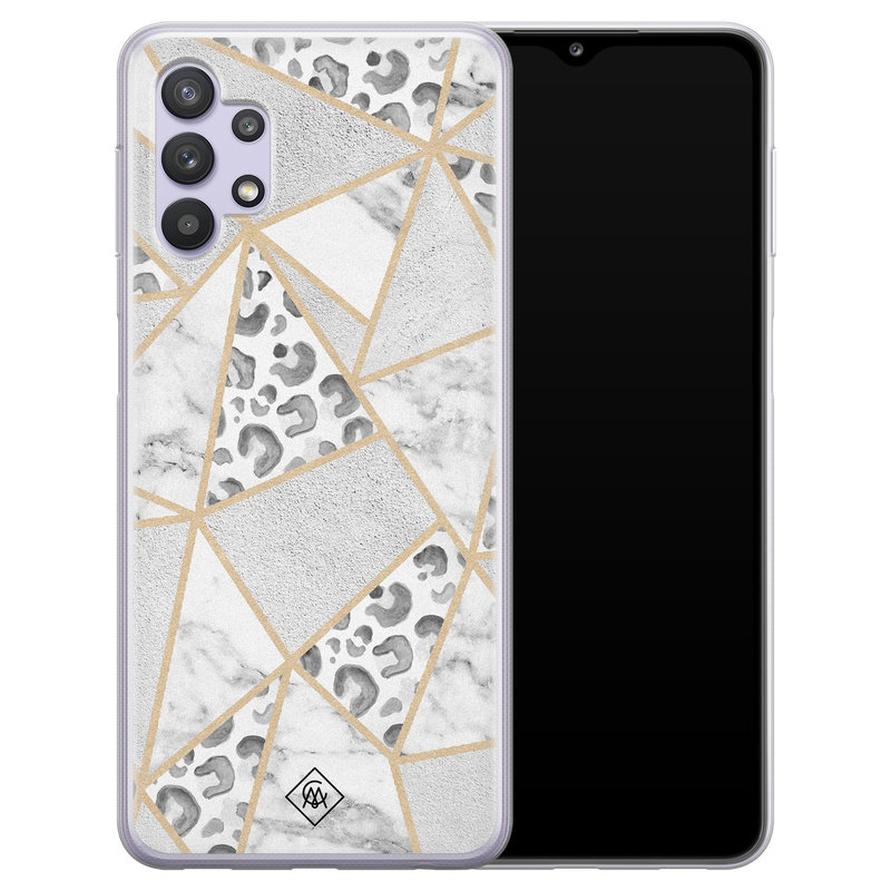 Casimoda Samsung Galaxy A32 5G siliconen hoesje - Stone & leopard print