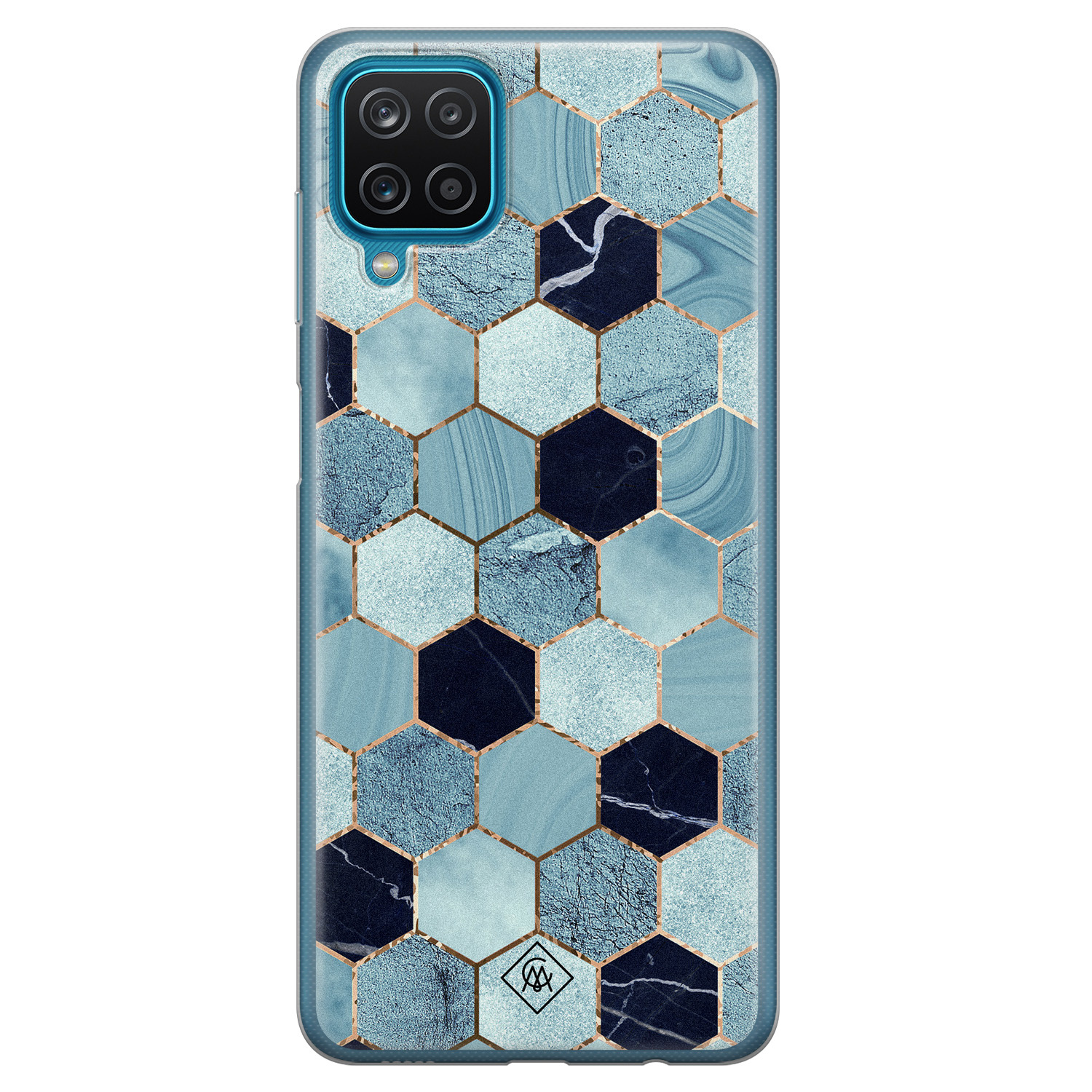 Samsung Galaxy A12 siliconen hoesje Blue cubes