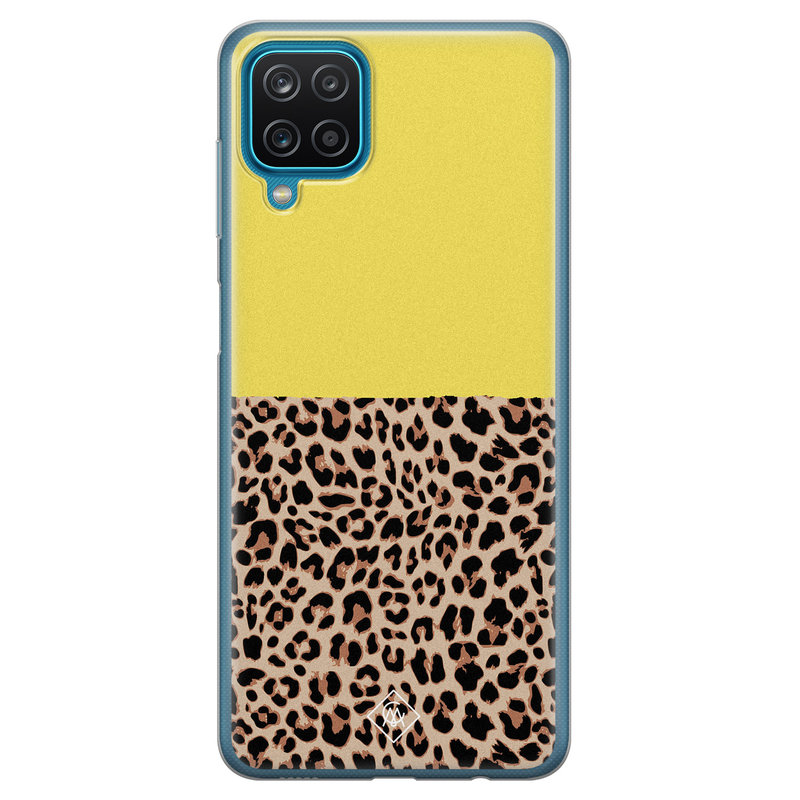 Casimoda Samsung Galaxy A12 siliconen hoesje - Luipaard geel