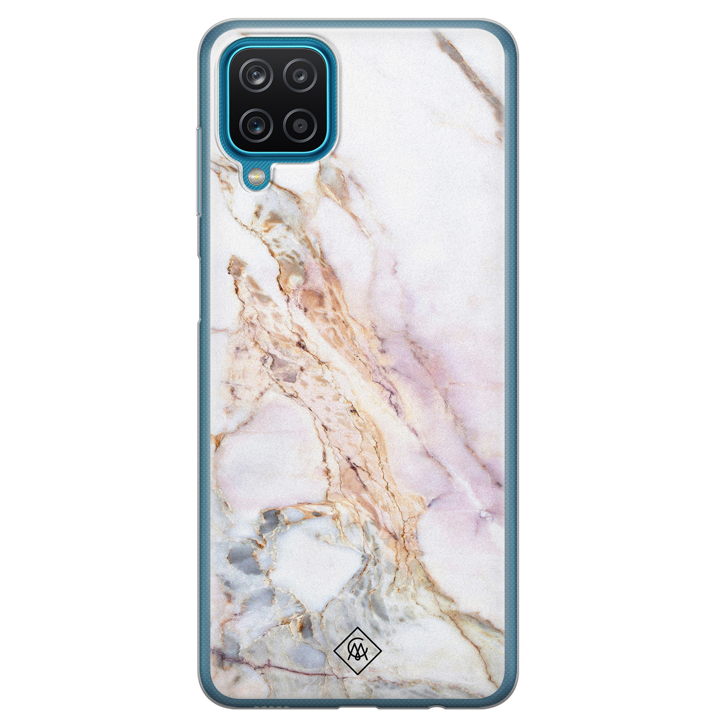 Samsung Galaxy A12 siliconen telefoonhoesje Parelmoer marmer
