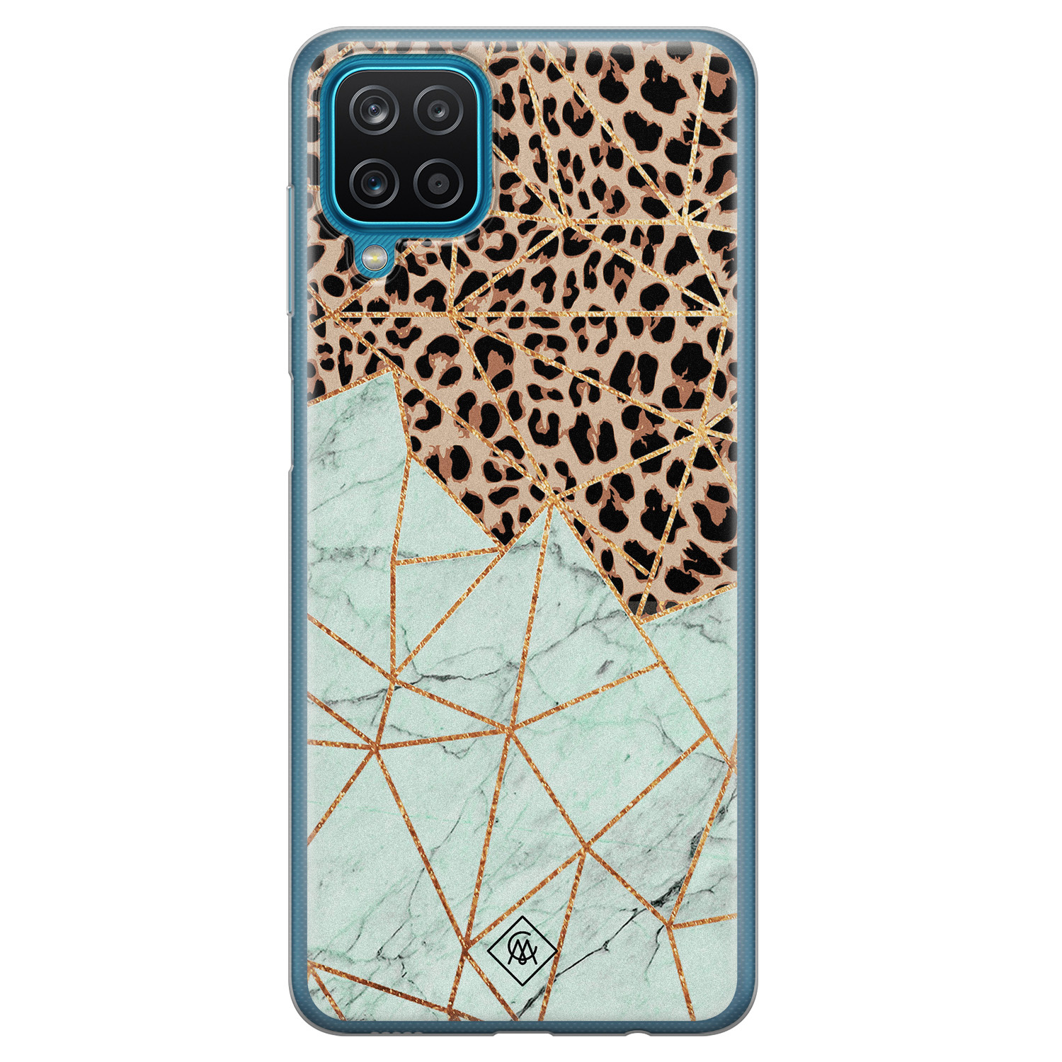 Samsung Galaxy A12 siliconen hoesje Luipaard marmer mint