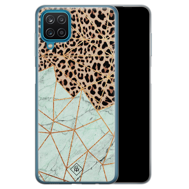 Casimoda Samsung Galaxy A12 siliconen hoesje - Luipaard marmer mint