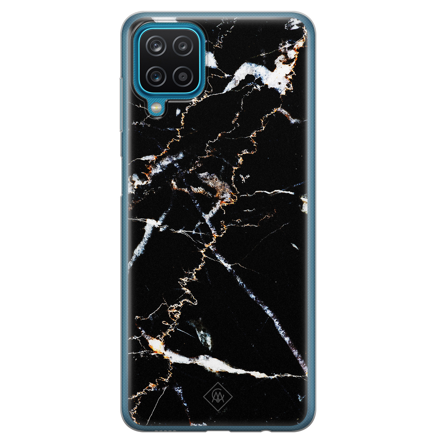 Samsung Galaxy A12 siliconen hoesje Marmer zwart