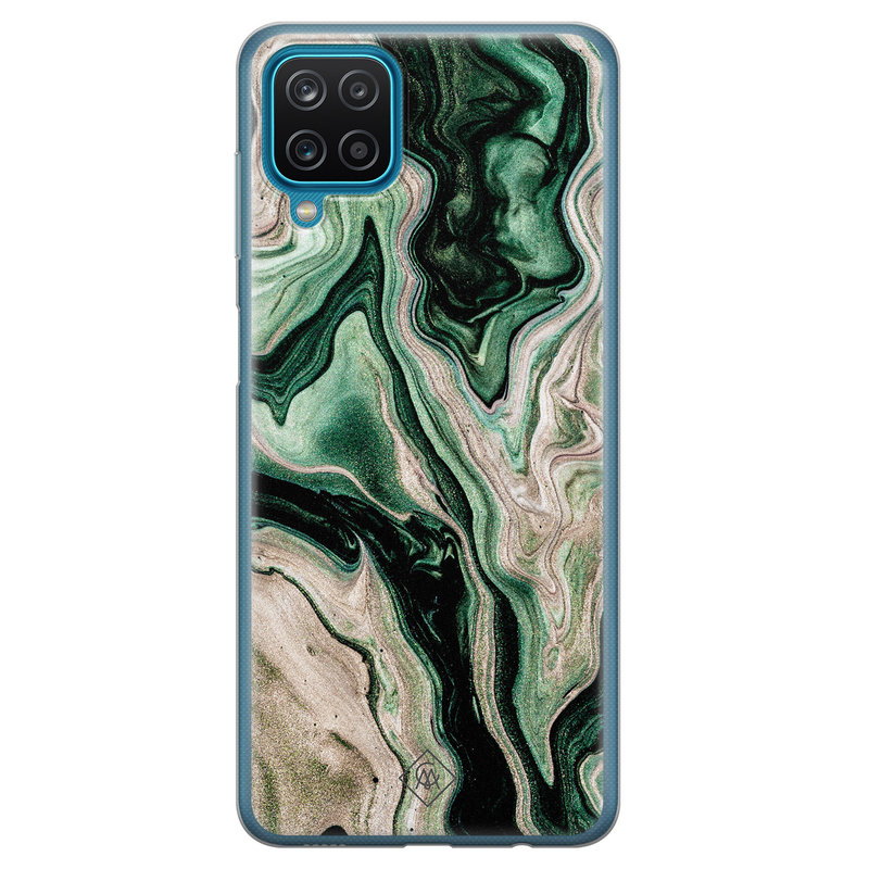 Casimoda Samsung Galaxy A12 siliconen hoesje - Green waves