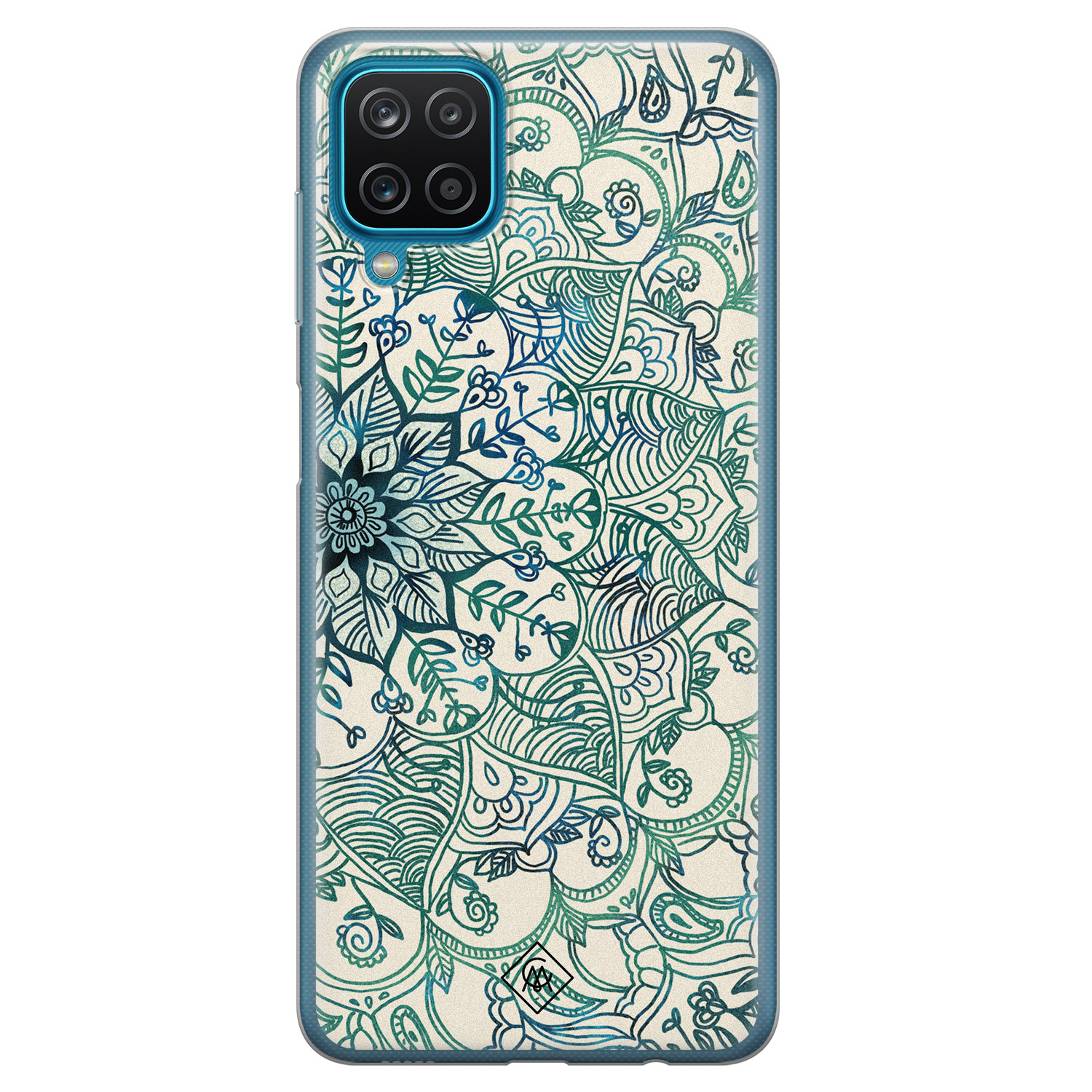 Samsung Galaxy A12 siliconen hoesje Mandala blauw