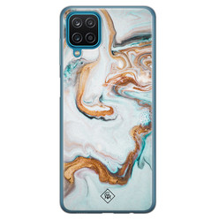 Casimoda Samsung Galaxy A12 siliconen hoesje - Marmer blauw goud