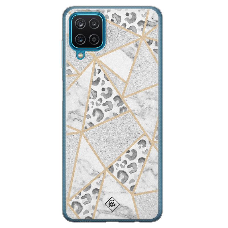 Casimoda Samsung Galaxy A12 siliconen telefoonhoesje - Stone & leopard print