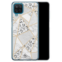 Casimoda Samsung Galaxy A12 siliconen telefoonhoesje - Stone & leopard print