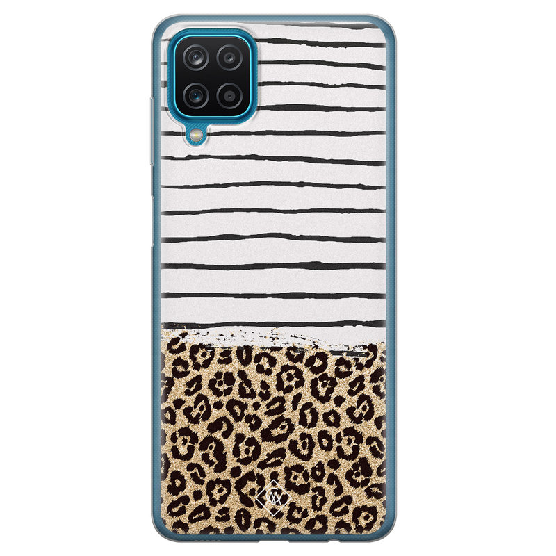 Casimoda Samsung Galaxy A12 siliconen telefoonhoesje - Leopard lines