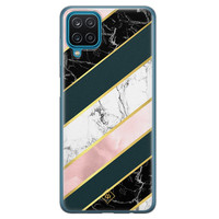 Casimoda Samsung Galaxy A12 siliconen hoesje - Marble stripes