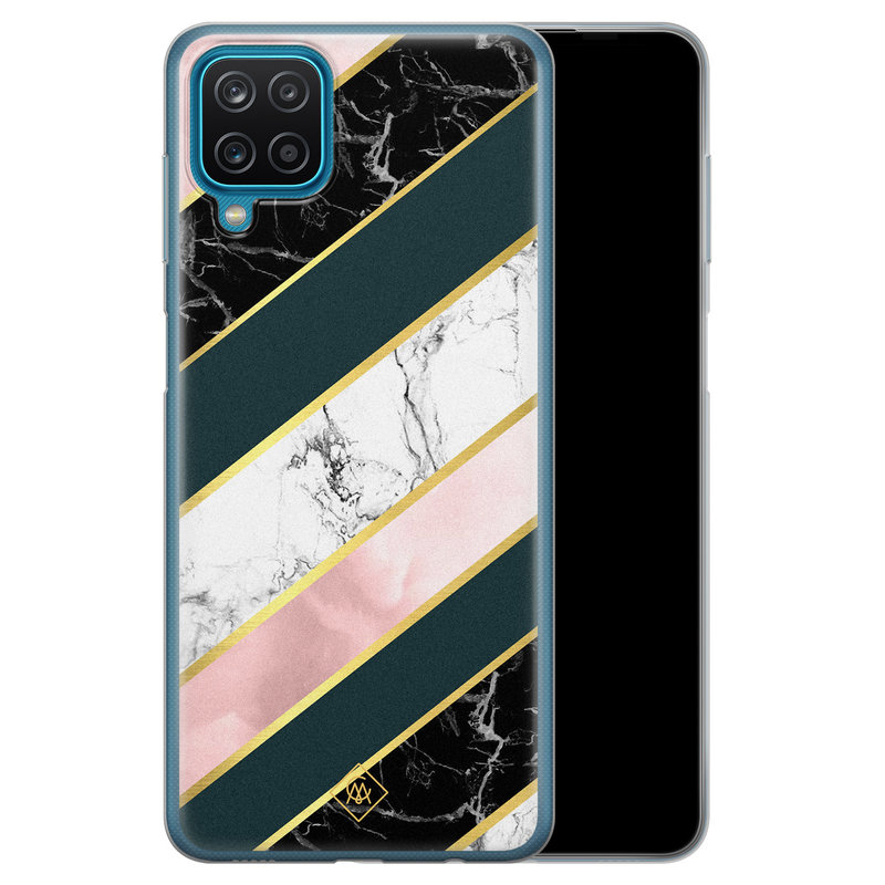 Casimoda Samsung Galaxy A12 siliconen hoesje - Marble stripes