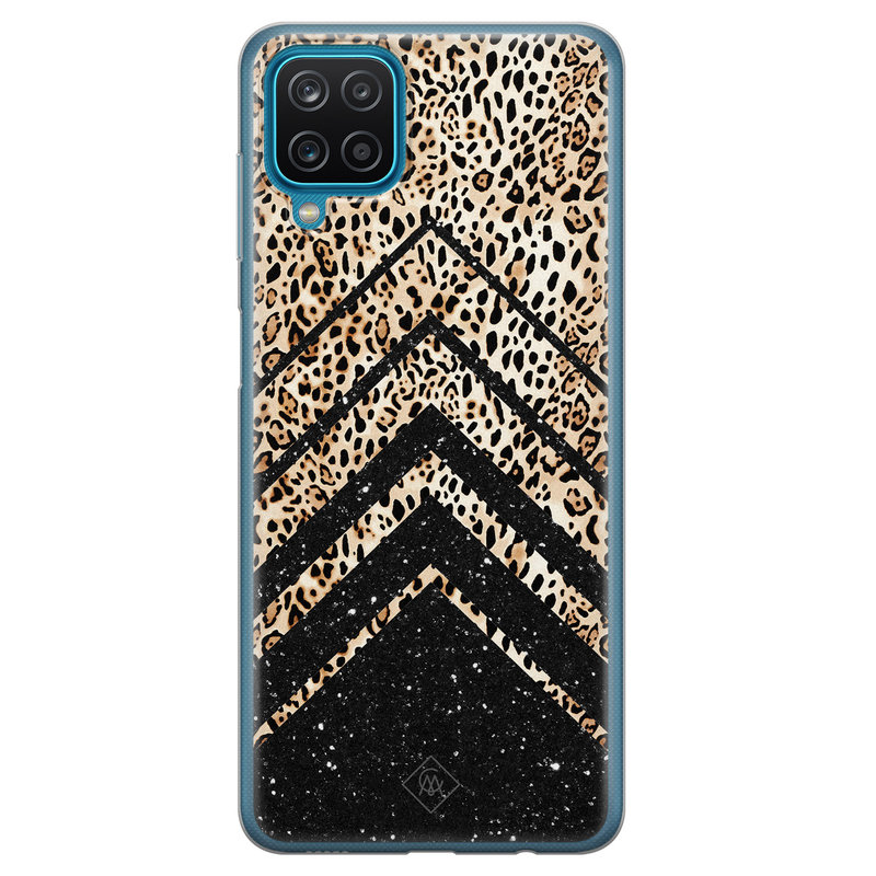 Casimoda Samsung Galaxy A12 siliconen hoesje - Chevron luipaard