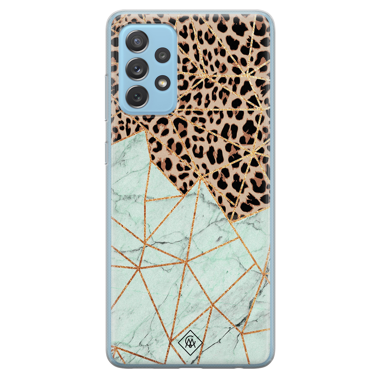 Samsung Galaxy A52 (5G) siliconen hoesje Luipaard marmer mint