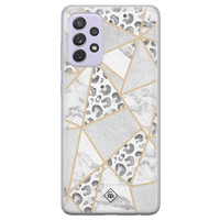 Casimoda Samsung Galaxy A72 siliconen telefoonhoesje - Stone & leopard print