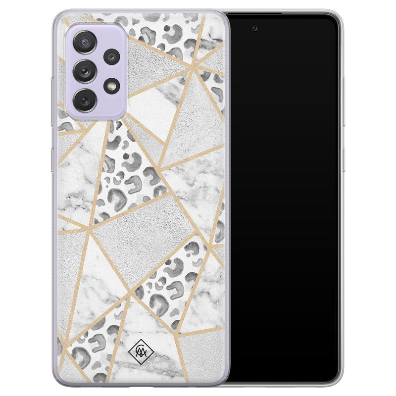 Casimoda Samsung Galaxy A72 siliconen telefoonhoesje - Stone & leopard print