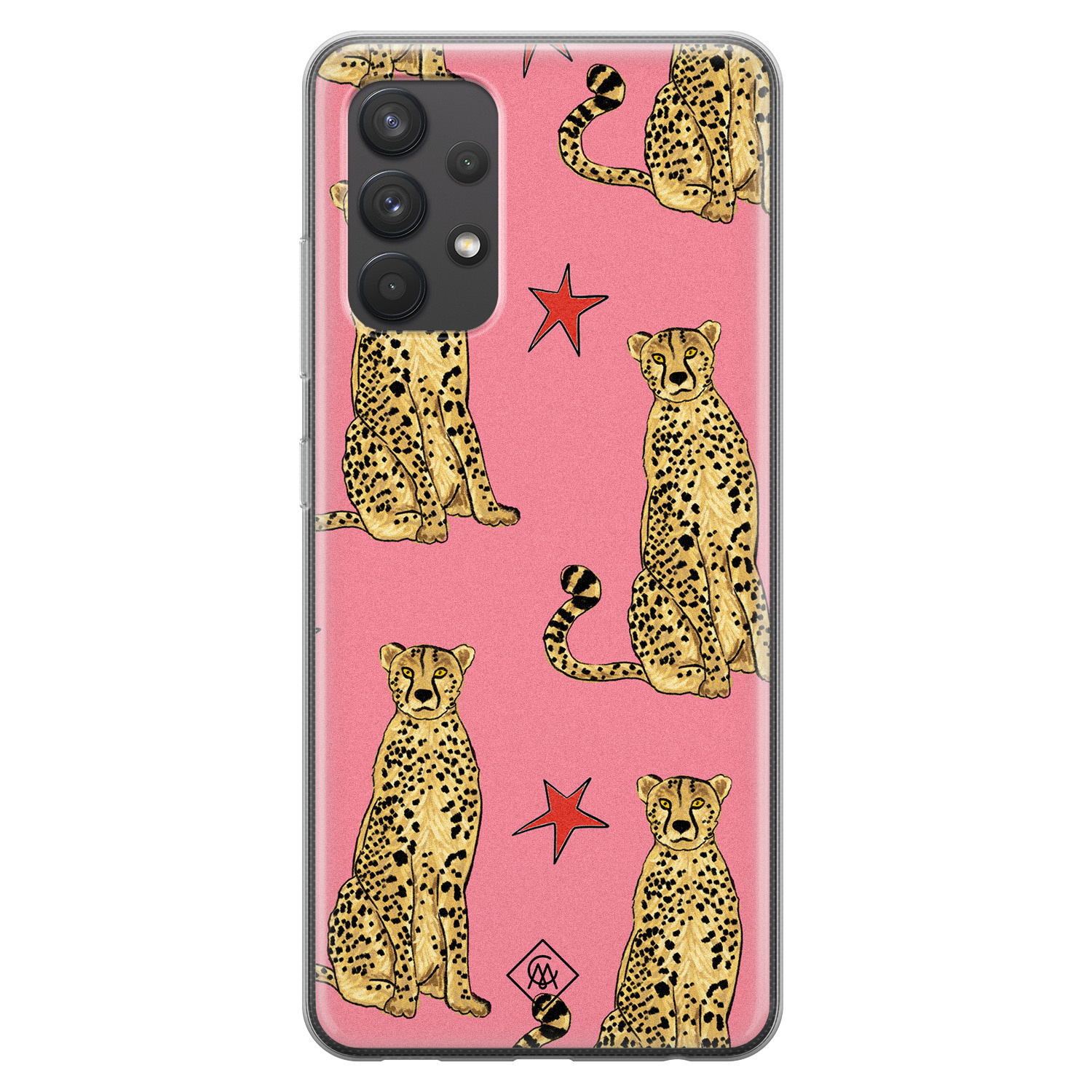 Samsung Galaxy A32 4G siliconen hoesje The pink leopard