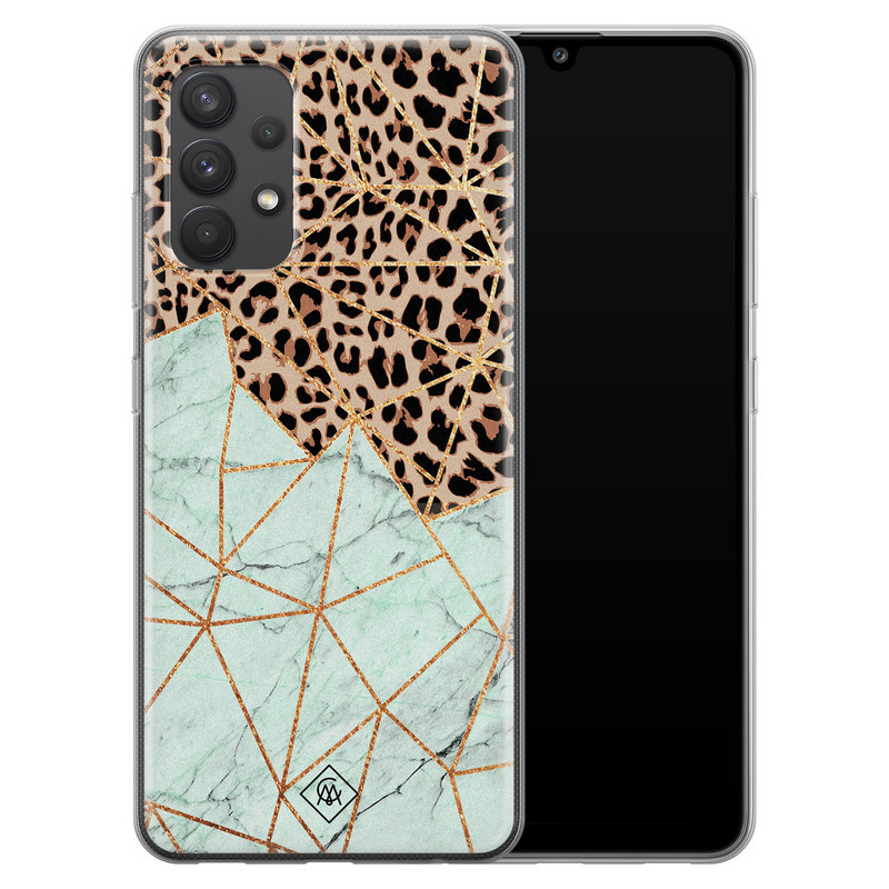 Casimoda Samsung Galaxy A32 4G siliconen hoesje - Luipaard marmer mint