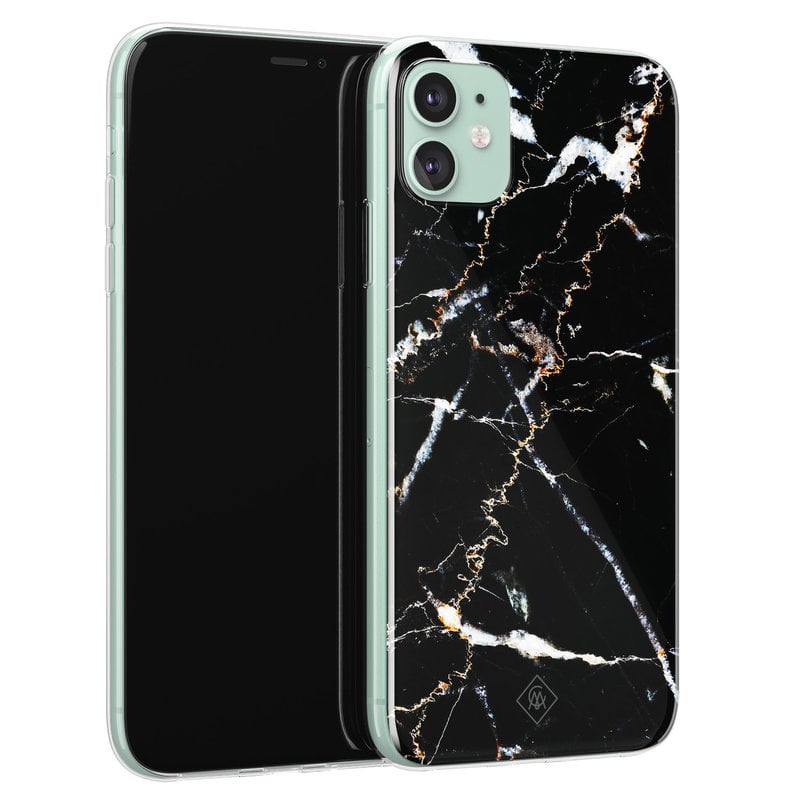 Casimoda iPhone 11 siliconen hoesje - Marmer zwart