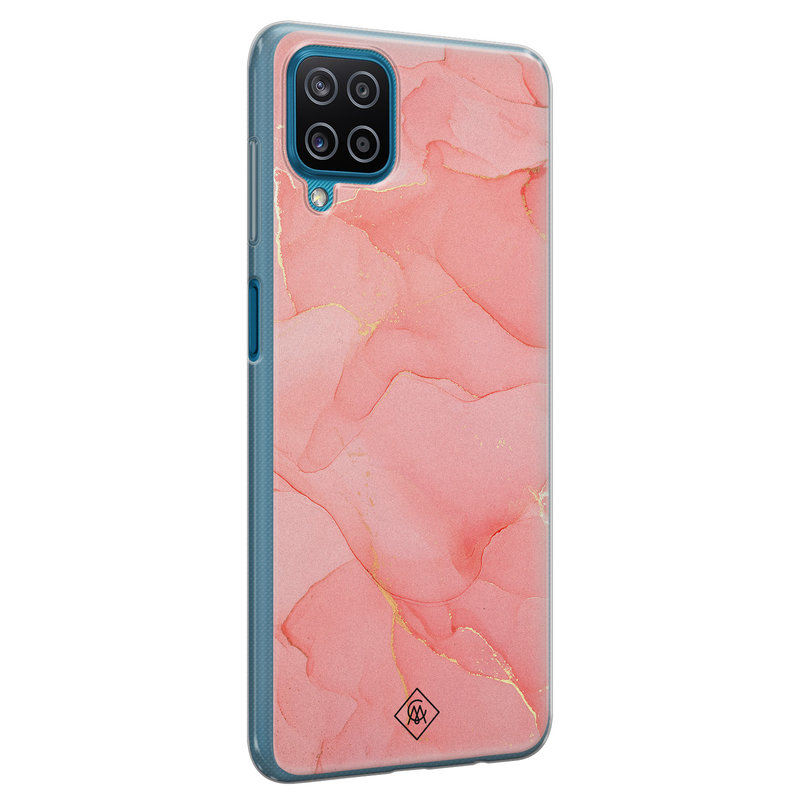 Casimoda Samsung Galaxy A12 siliconen hoesje - Marmer roze