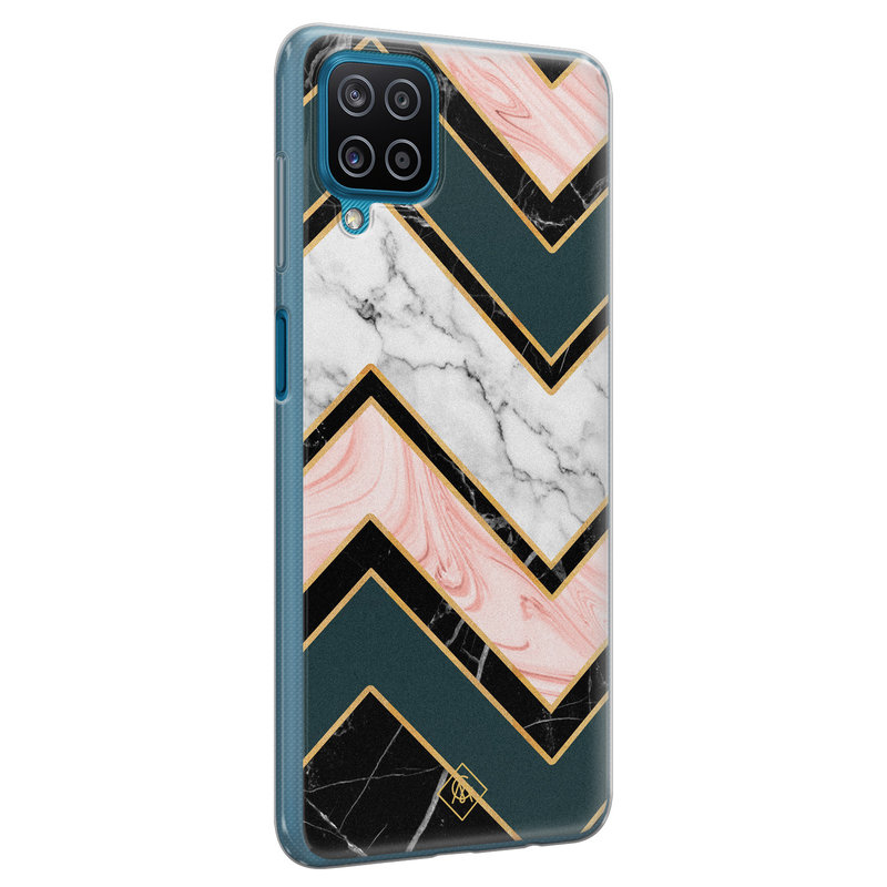 Casimoda Samsung Galaxy A12 siliconen hoesje - Marmer triangles