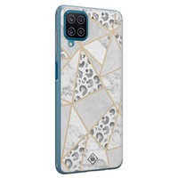 Casimoda Samsung Galaxy A12 siliconen telefoonhoesje - Stone & leopard print
