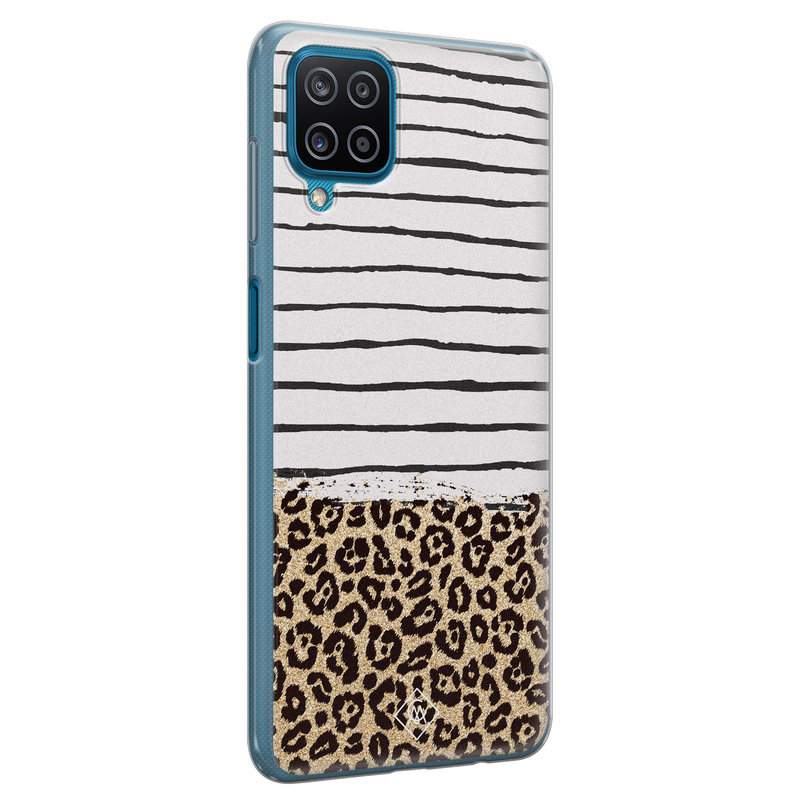 Casimoda Samsung Galaxy A12 siliconen telefoonhoesje - Leopard lines