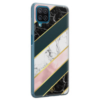 Casimoda Samsung Galaxy A12 siliconen hoesje - Marble stripes