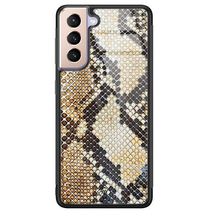 Casimoda Samsung Galaxy S21 glazen hardcase - Golden snake