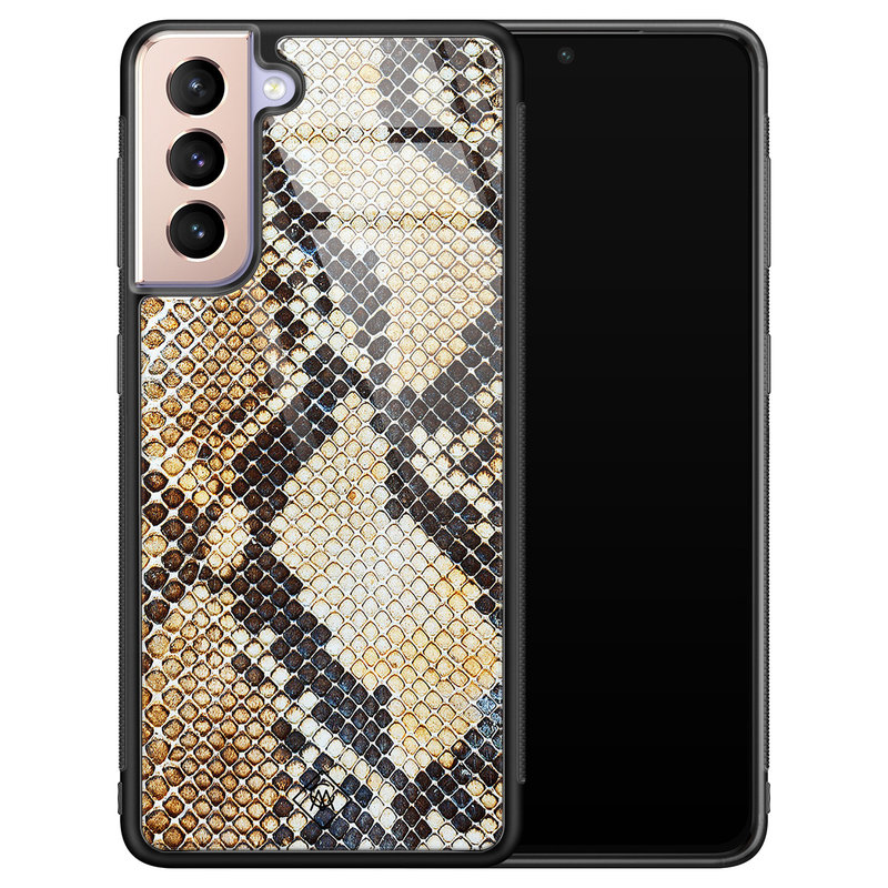 Casimoda Samsung Galaxy S21 glazen hardcase - Golden snake