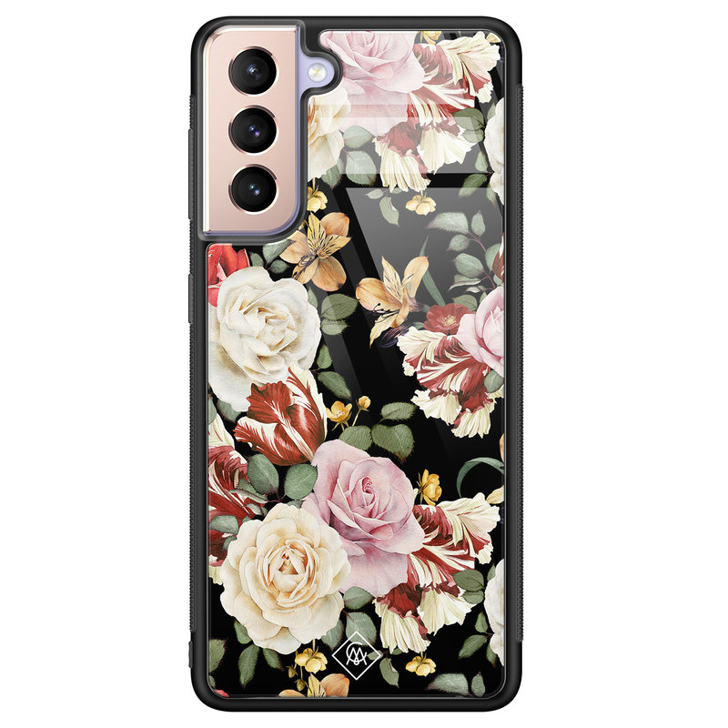 Casimoda Samsung Galaxy S21 glazen hardcase - Flowerpower