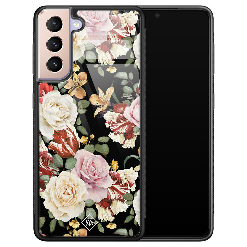 Casimoda Samsung Galaxy S21 glazen hardcase - Flowerpower