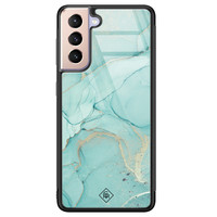 Casimoda Samsung Galaxy S21 glazen hardcase - Touch of mint