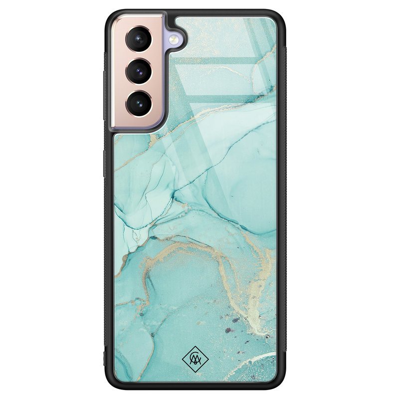 Casimoda Samsung Galaxy S21 glazen hardcase - Touch of mint