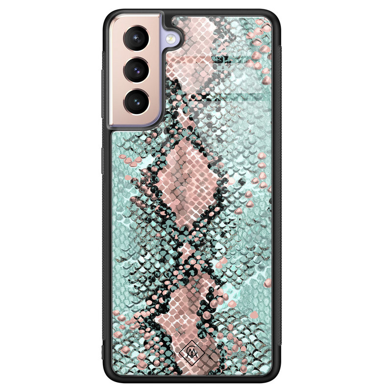 Casimoda Samsung Galaxy S21 glazen hardcase - Baby snake