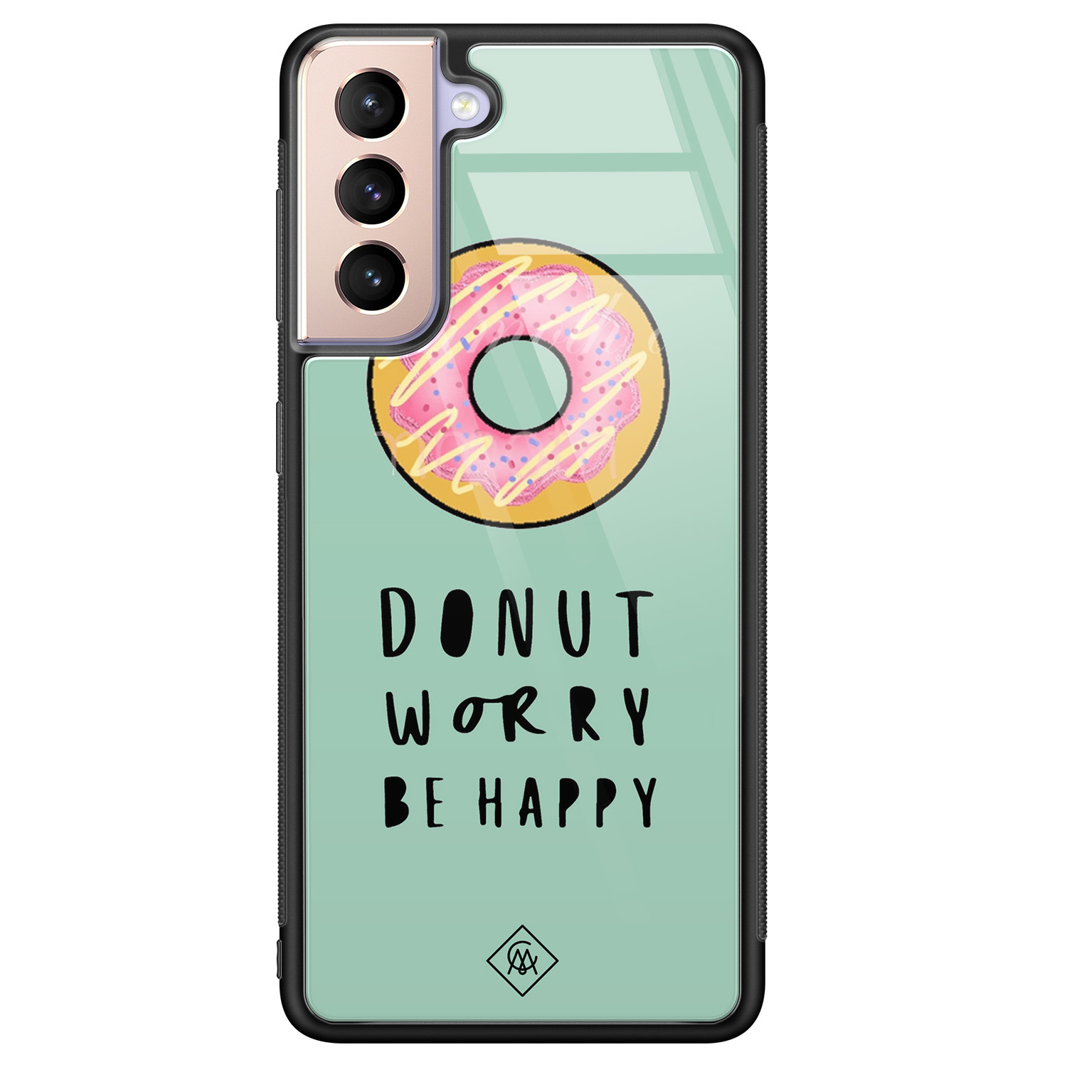 Samsung Galaxy S21 glazen hardcase - Donut worry