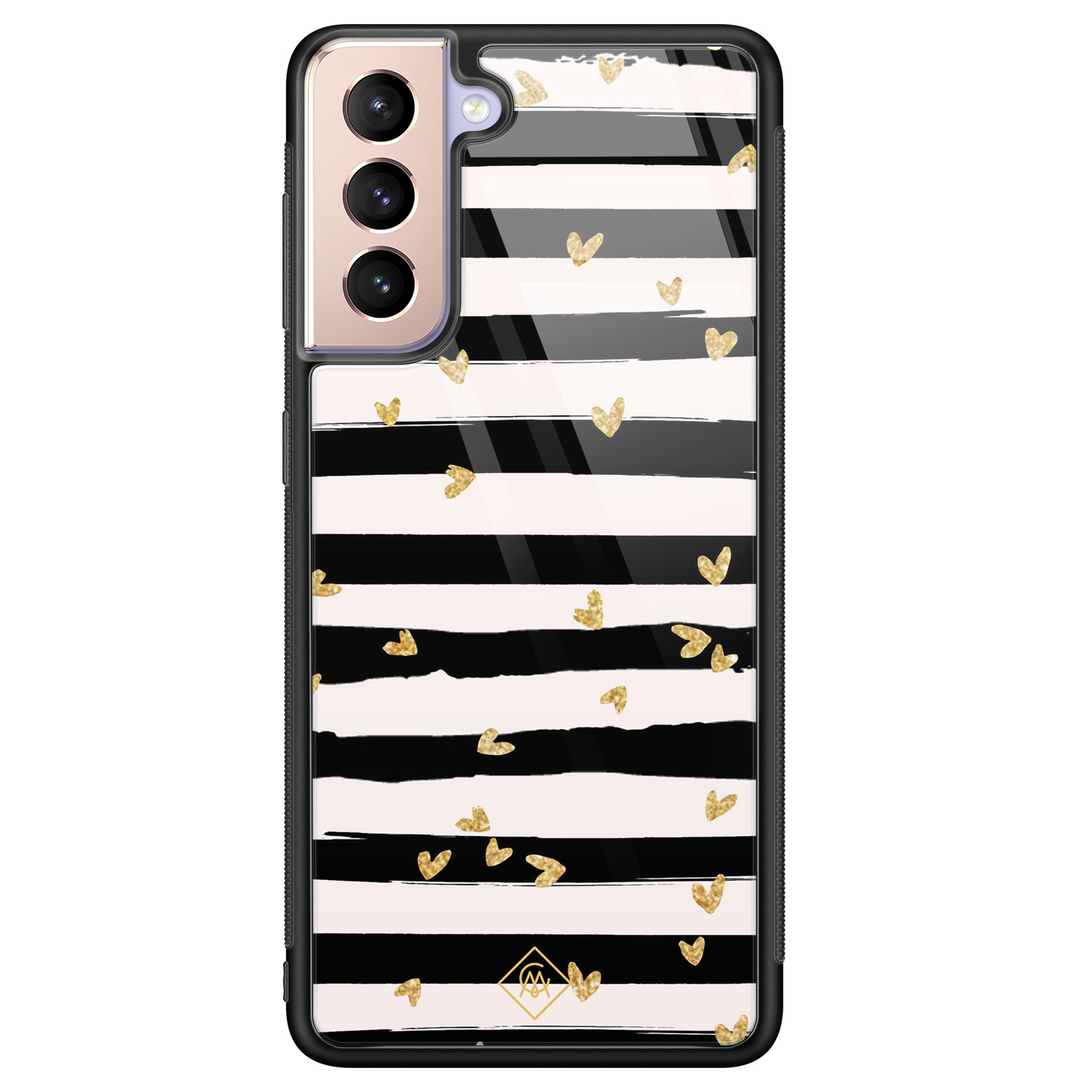 Samsung Galaxy S21 glazen hardcase Hart streepjes