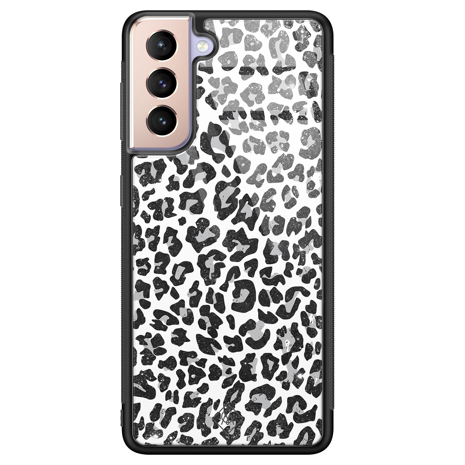 Samsung Galaxy S21 glazen hardcase Luipaard grijs
