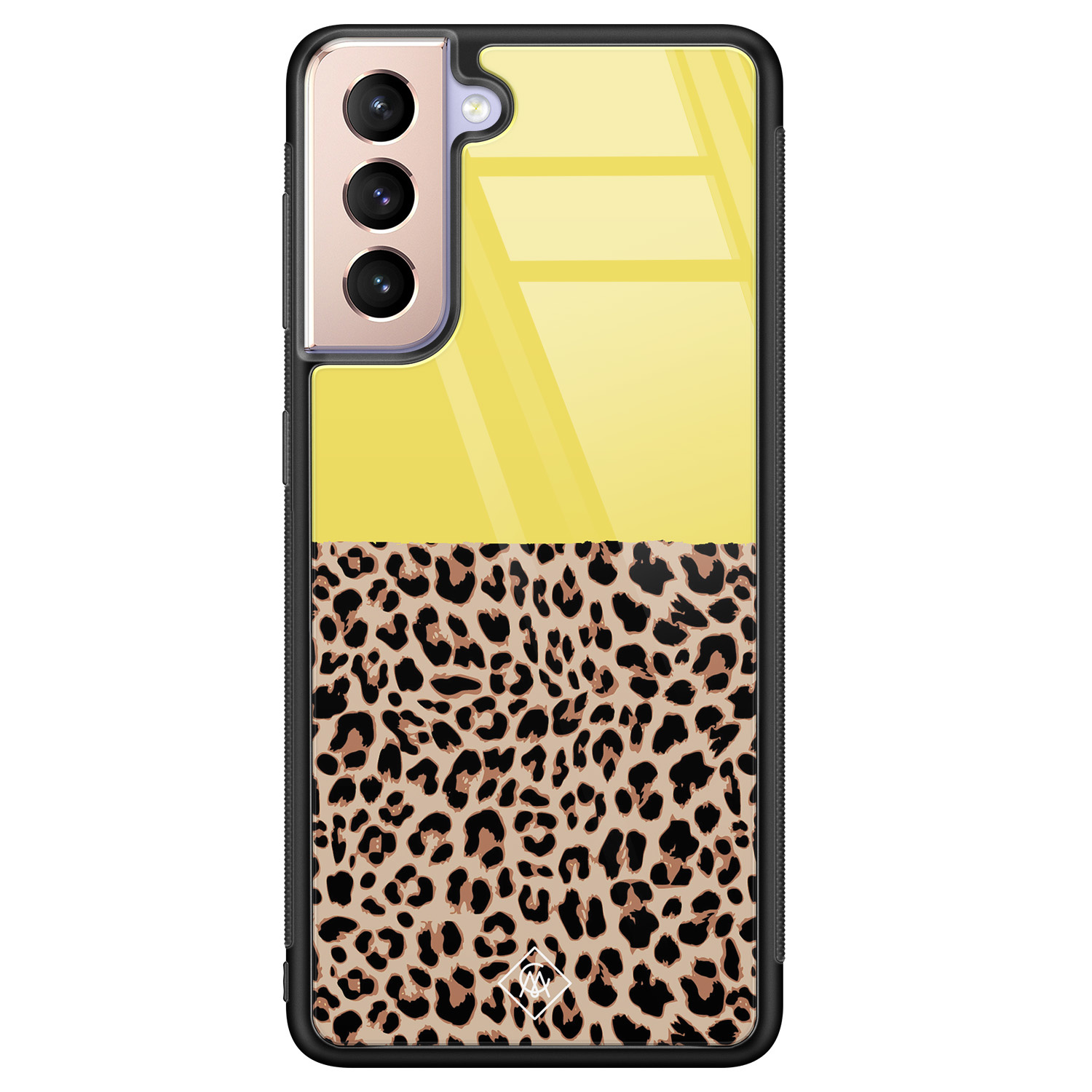 Samsung Galaxy S21 glazen hardcase Luipaard geel