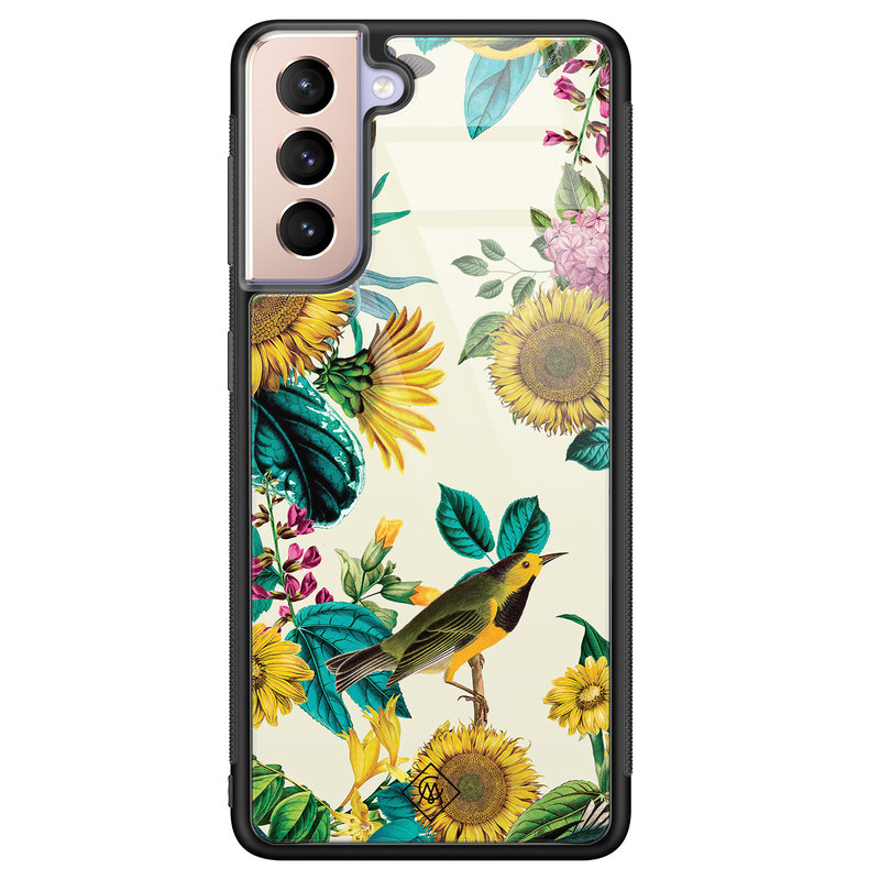 Casimoda Samsung Galaxy S21 glazen hardcase - Sunflowers