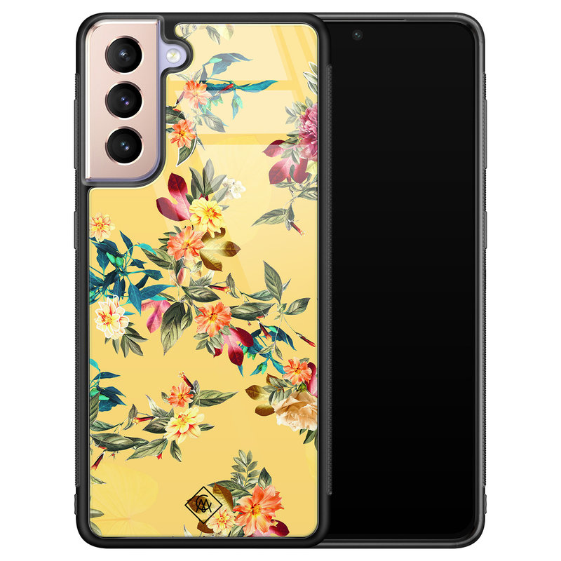 Casimoda Samsung Galaxy S21 glazen hardcase - Florals for days