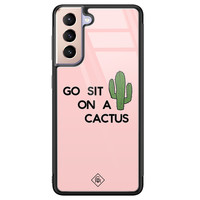 Casimoda Samsung Galaxy S21 glazen hardcase - Go sit on a cactus