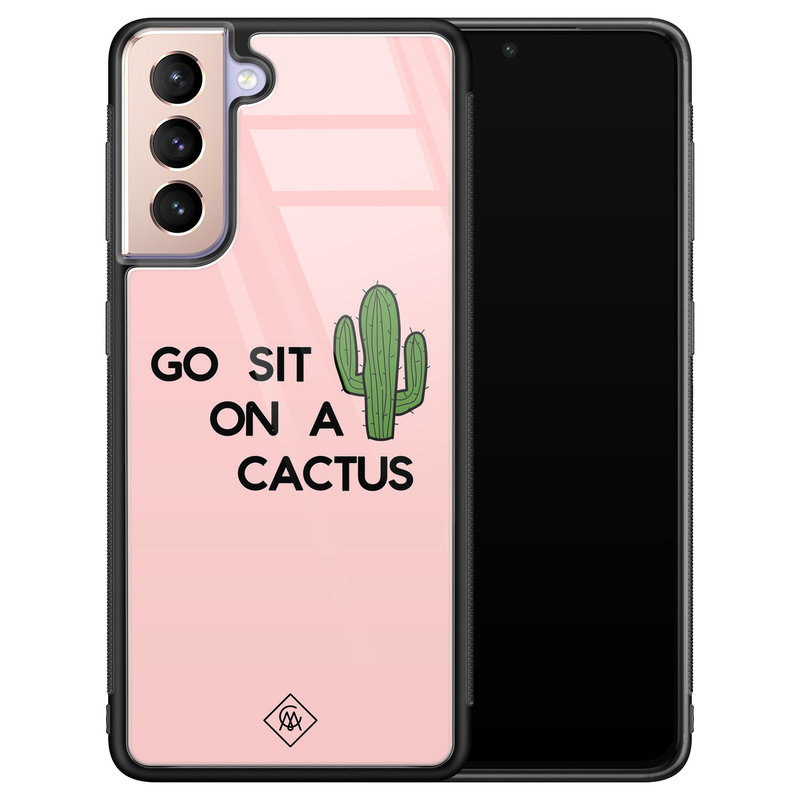Casimoda Samsung Galaxy S21 glazen hardcase - Go sit on a cactus