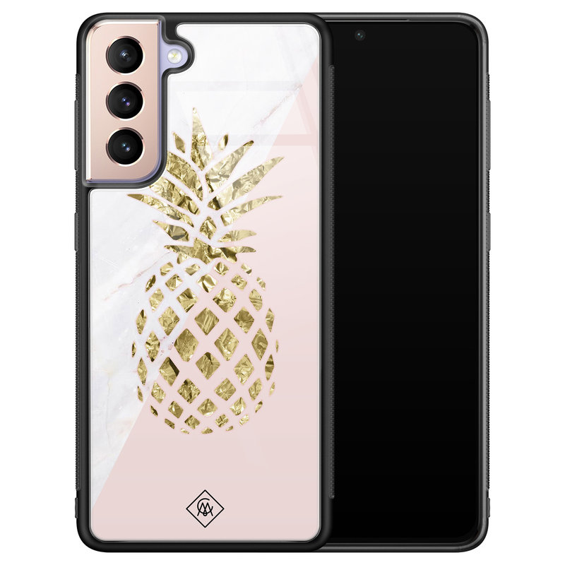 Casimoda Samsung Galaxy S21 glazen hardcase - Ananas