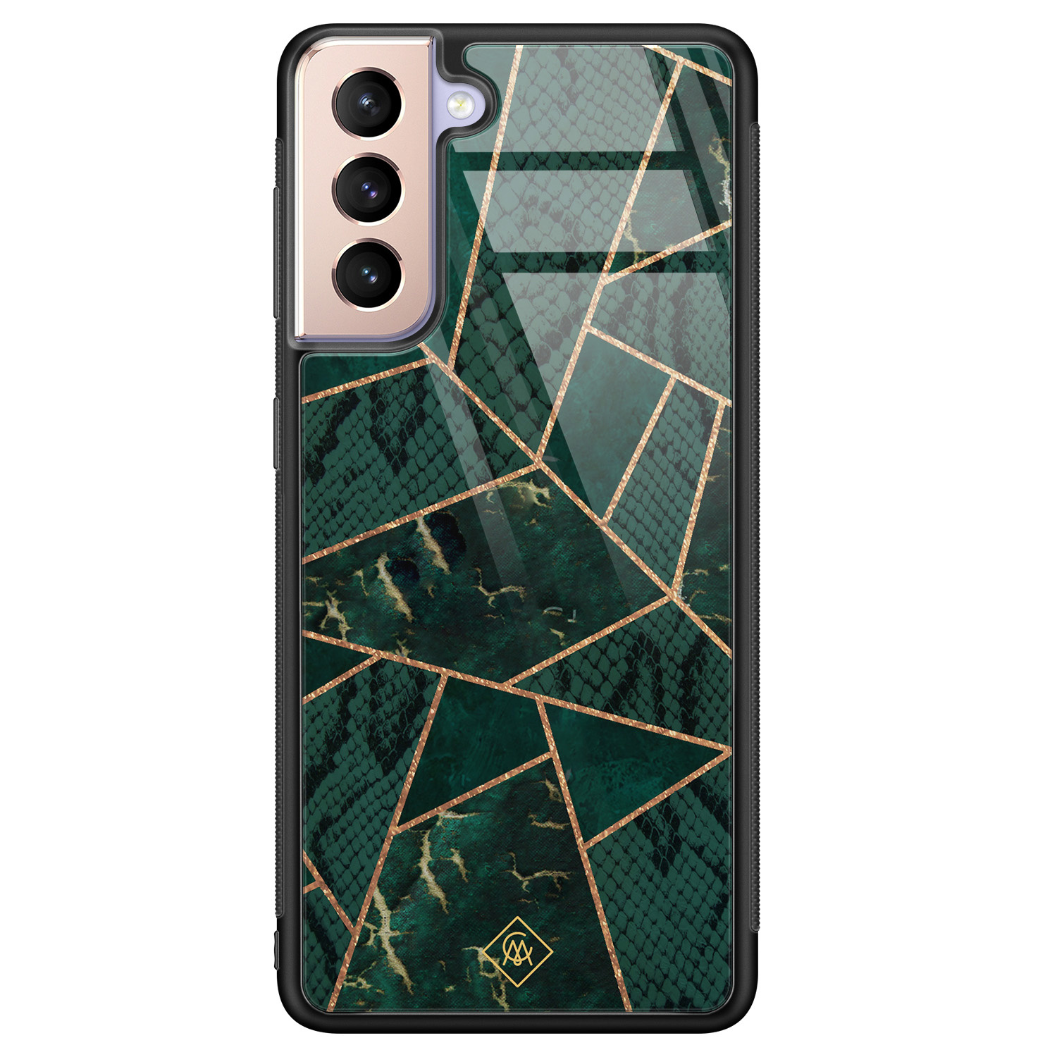 Samsung Galaxy S21 glazen hardcase Abstract groen