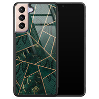 Casimoda Samsung Galaxy S21 glazen hardcase - Abstract groen